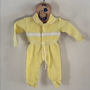 Vintage Cradleknit yellow sweater knit footie Size 0-3 months